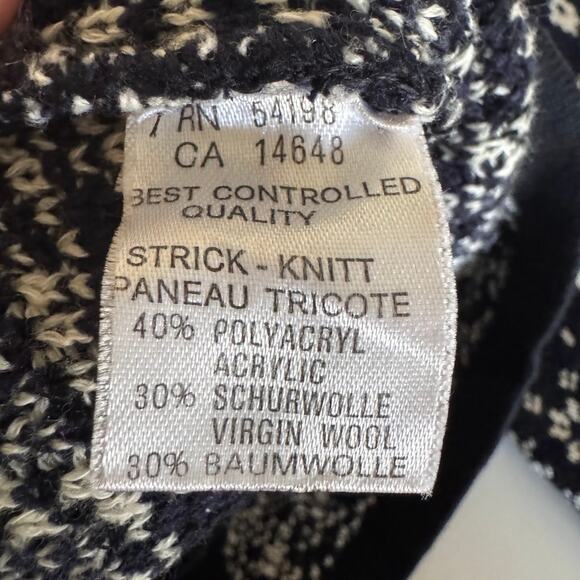 Bogner Sport Fair Isle Wool Turtleneck Sweater Navy Blue Size Medium - Picture 7 of 9